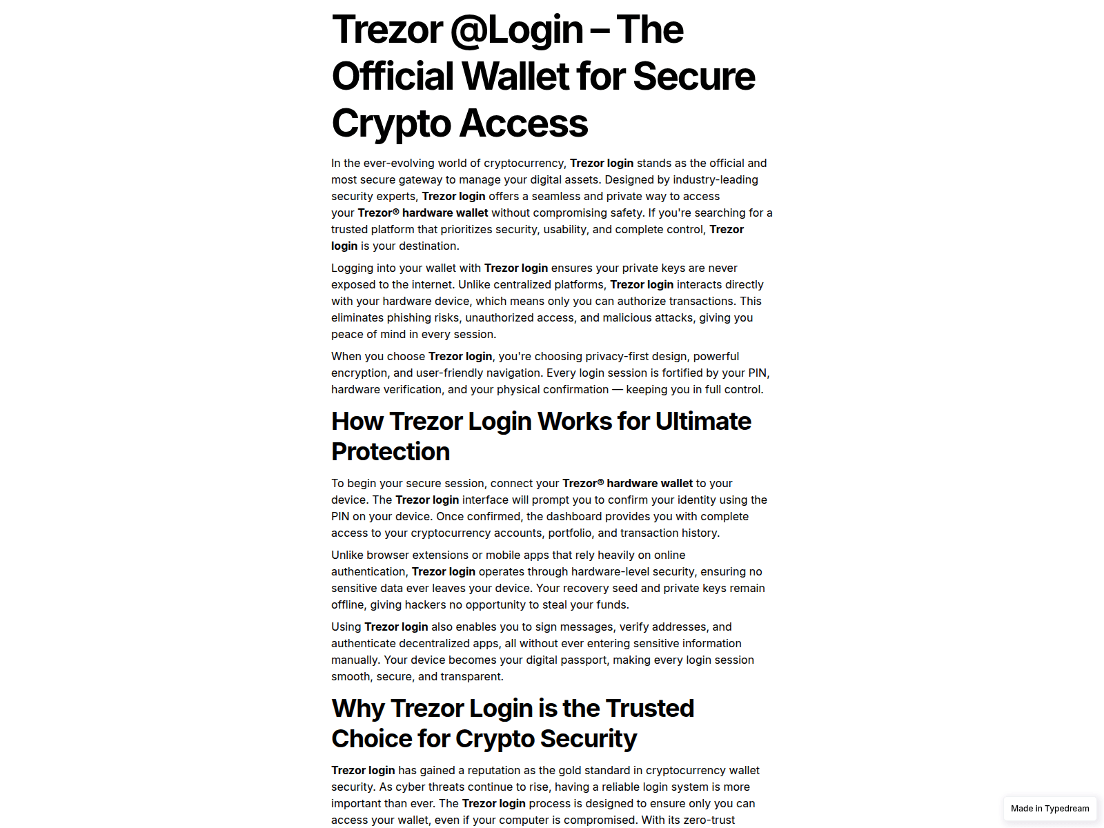 Screenshot of overview-en-trezor-helps-sso.typedream.app
