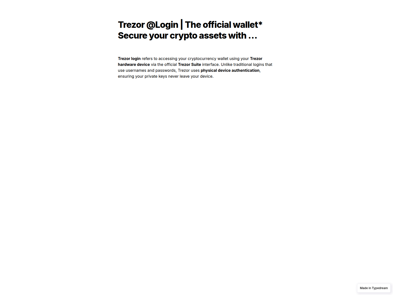 Screenshot of start-io-trezr-lo-gin-cdn-en.typedream.app