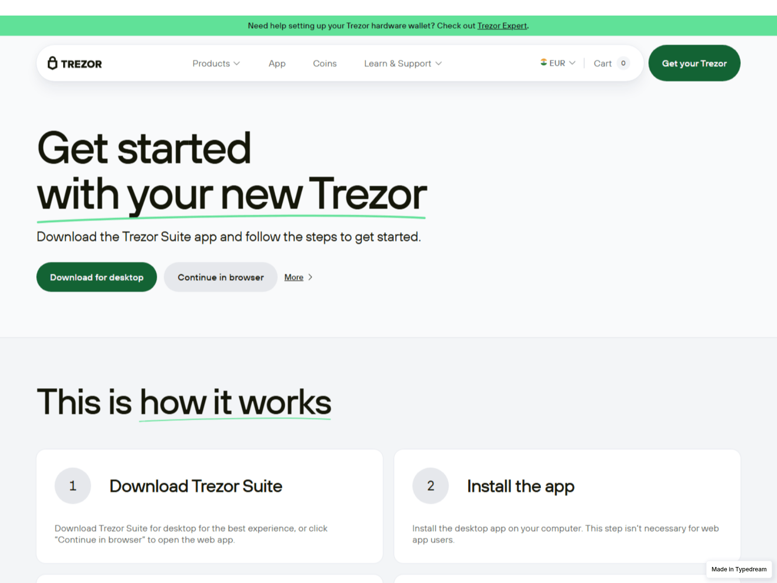Screenshot of web-trezorcom-secur-qw.typedream.app