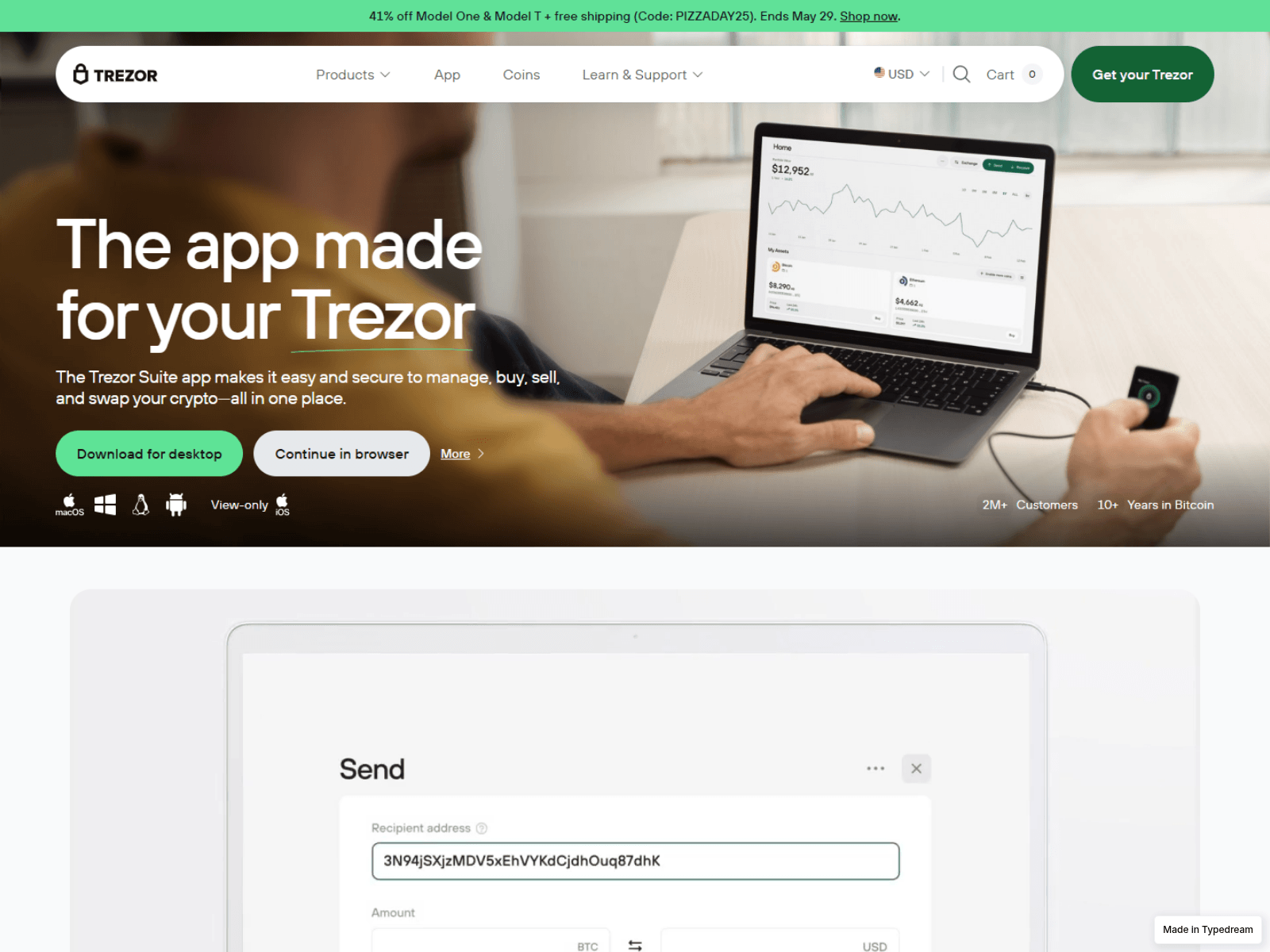 Screenshot of manage-trezoor-learn.typedream.app