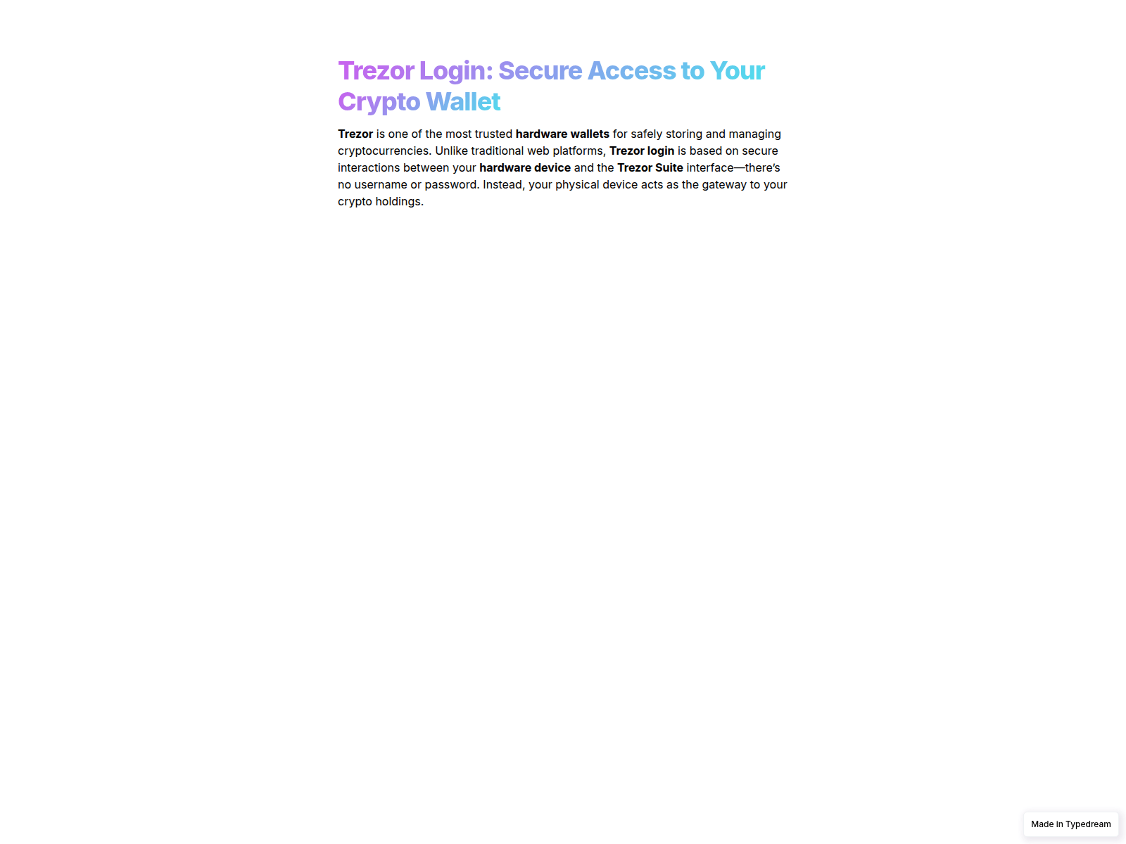 Screenshot of start-io-treazr-public.typedream.app