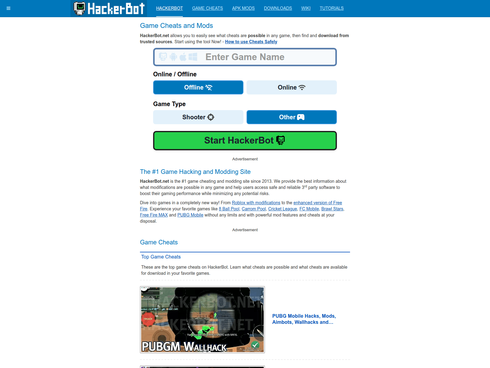 Screenshot of hackerbot.net