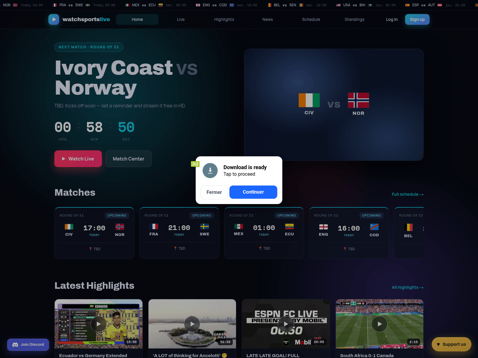 Screenshot of watchsportslive.cc