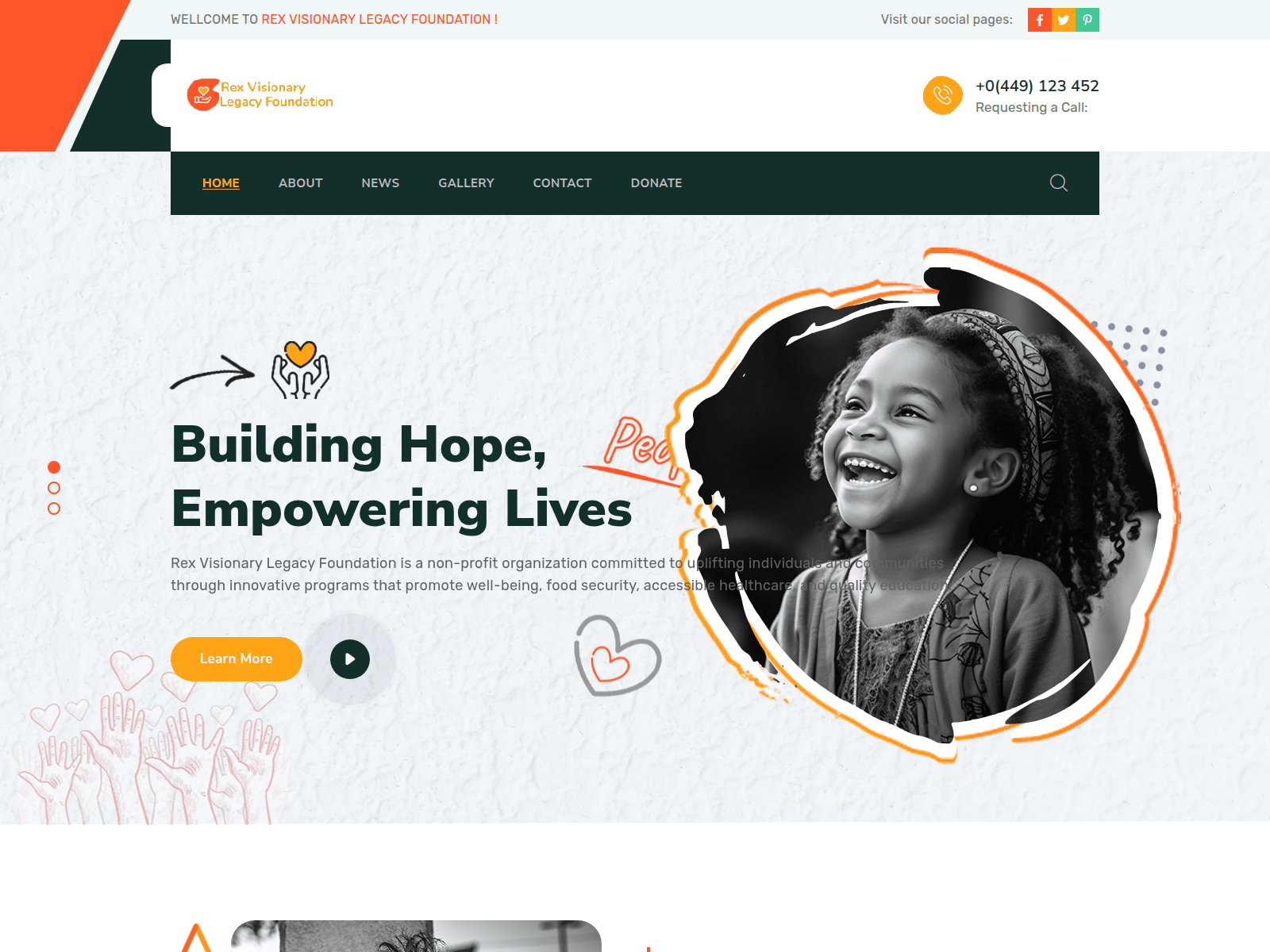 Screenshot of rexvisionarylegacyfoundation.org