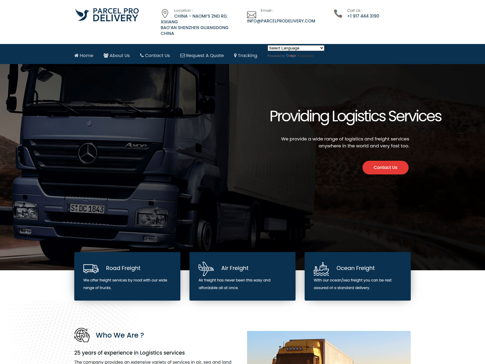 Screenshot of parcelprodelivery.com