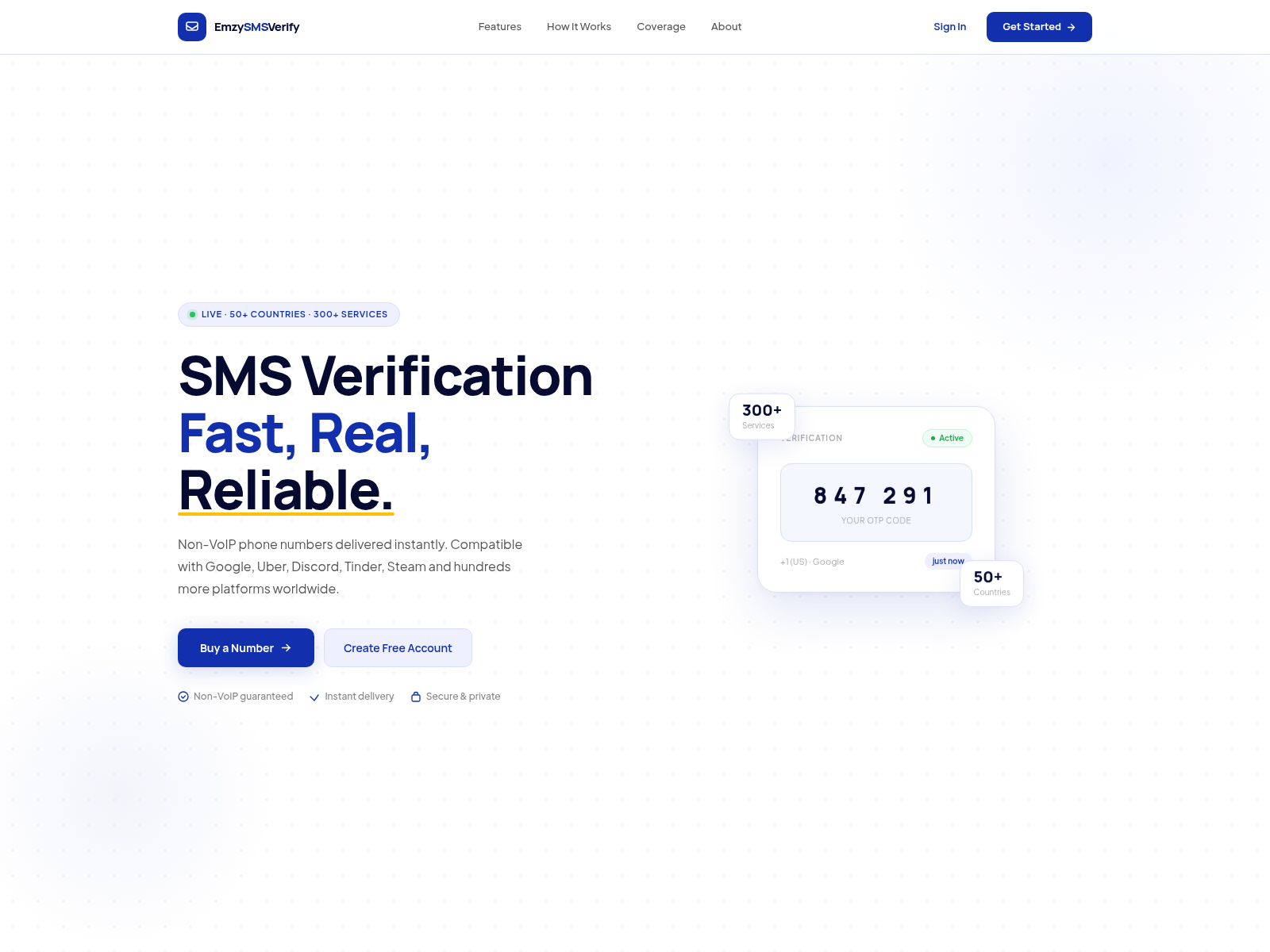 Screenshot of emzysmsverify.com