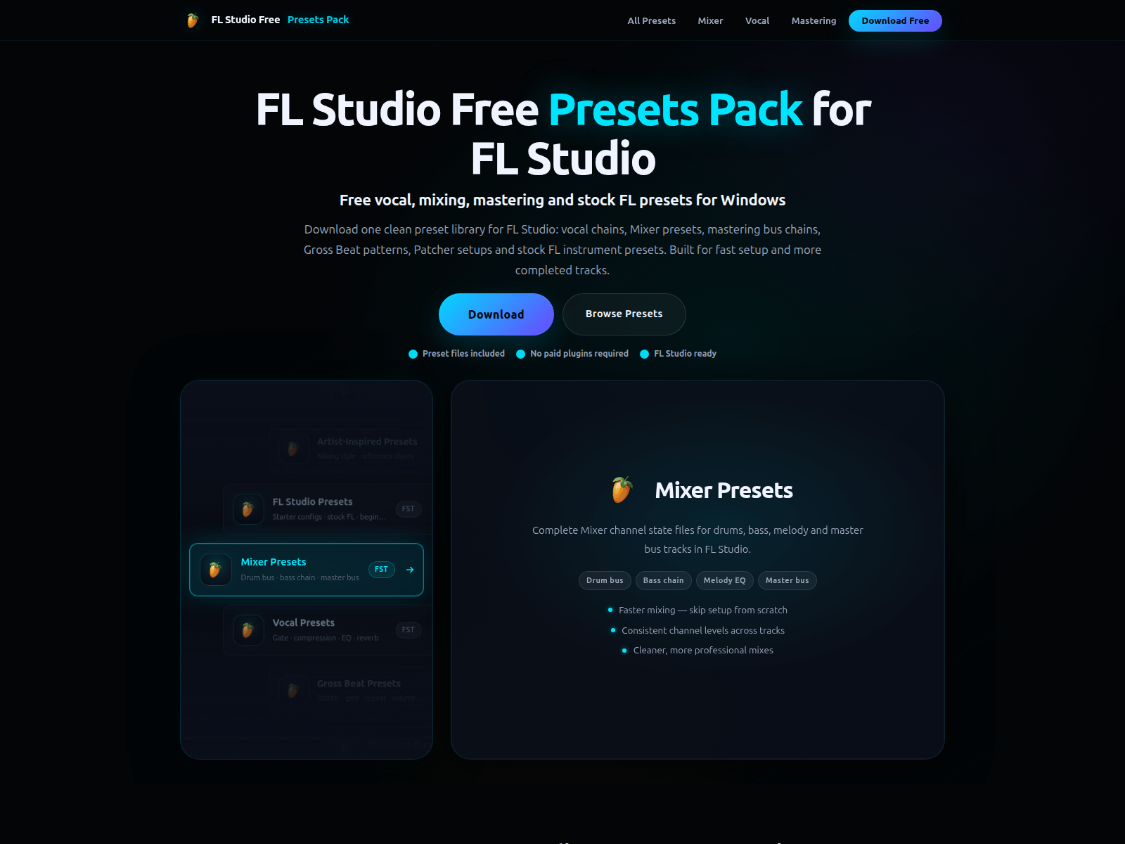 Screenshot of fl-presets-packs.com