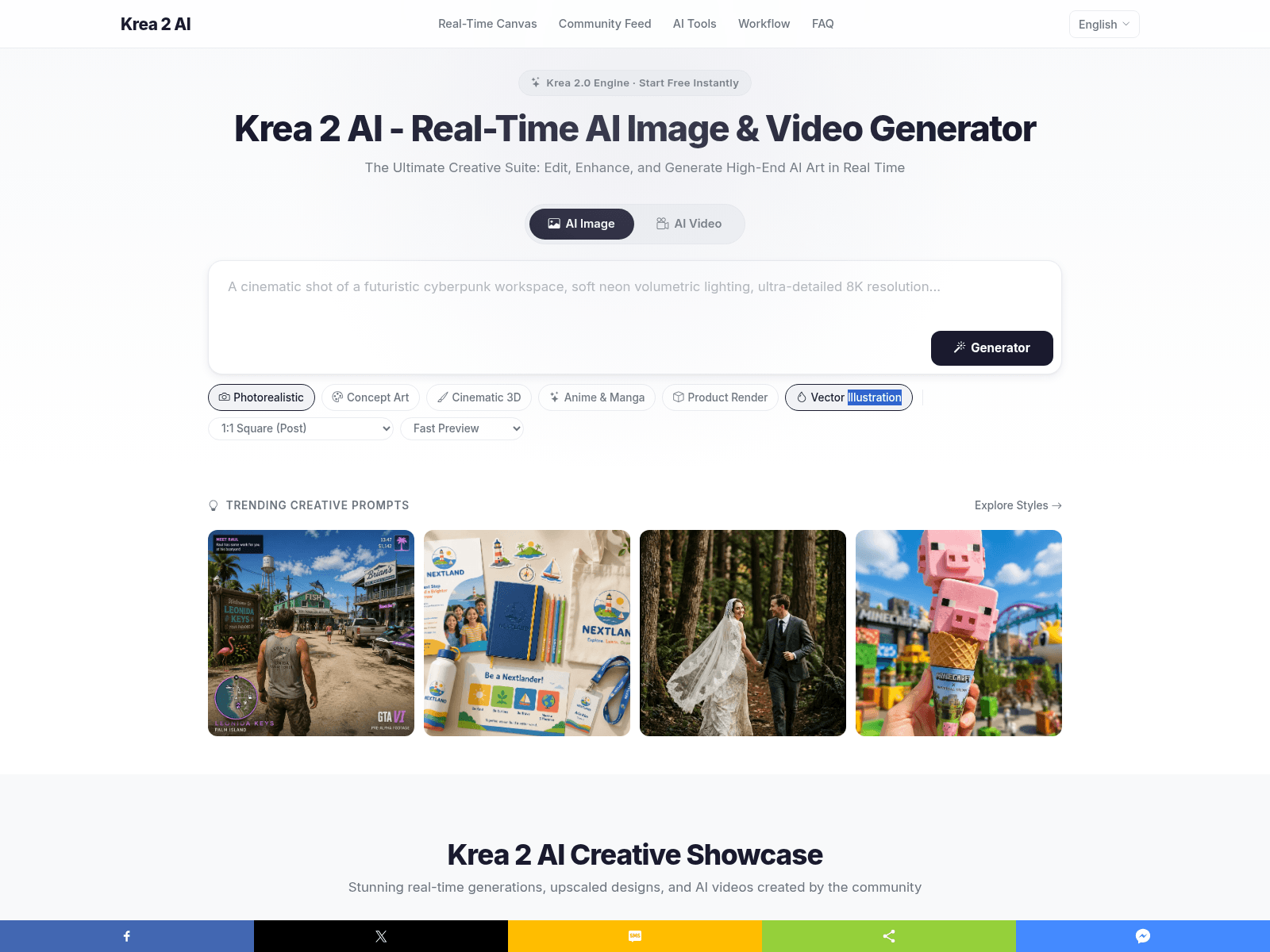Screenshot of krea2ai.net