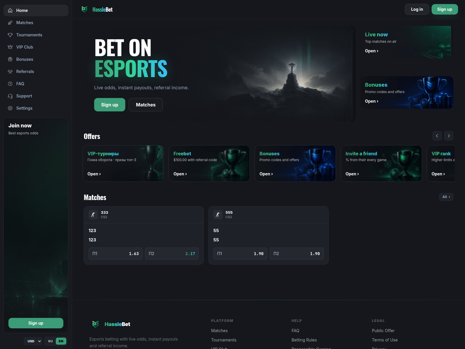 Screenshot of hasslebet.com