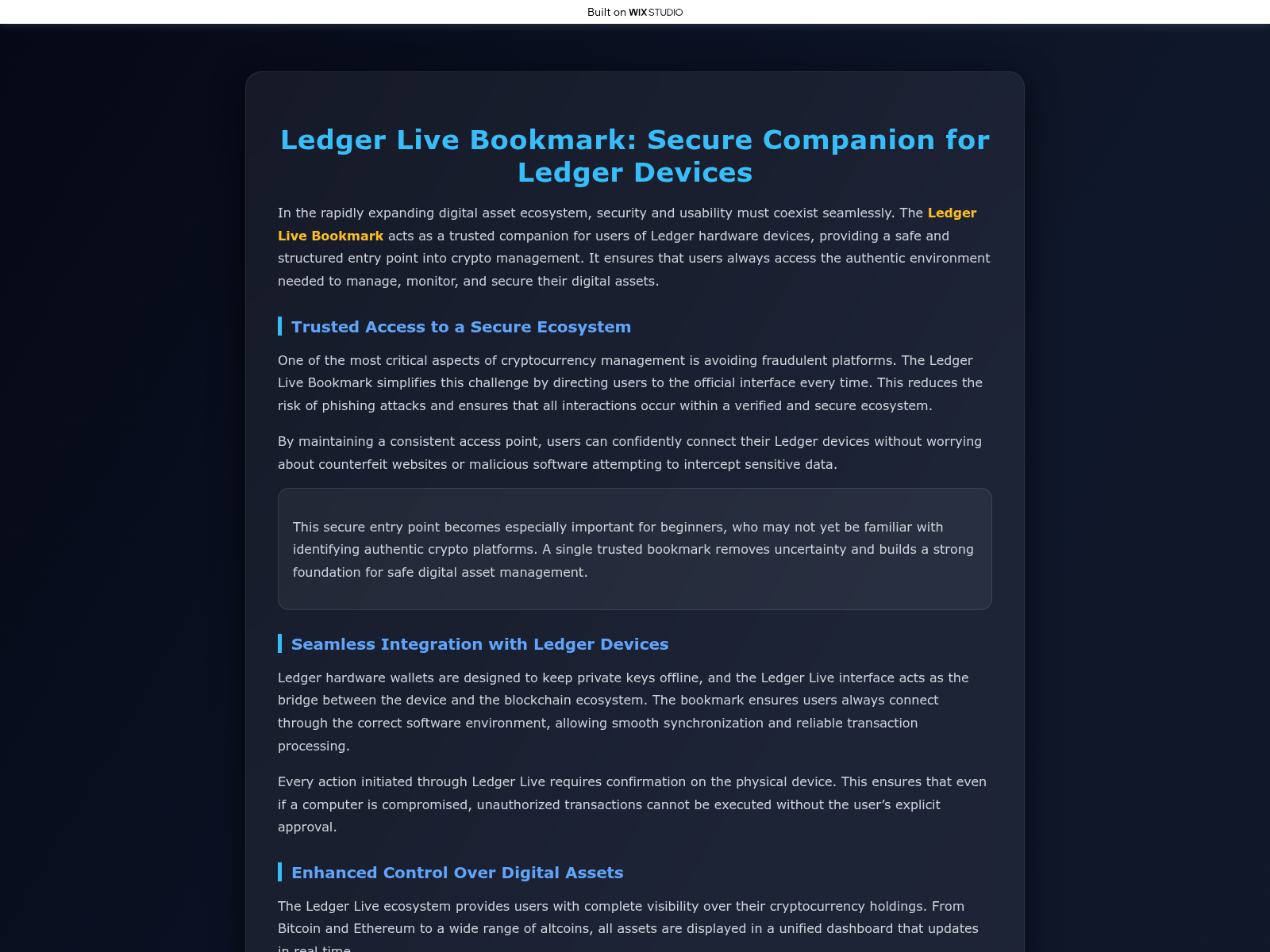 Screenshot of homepage-live-ledgr.wixstudio.com