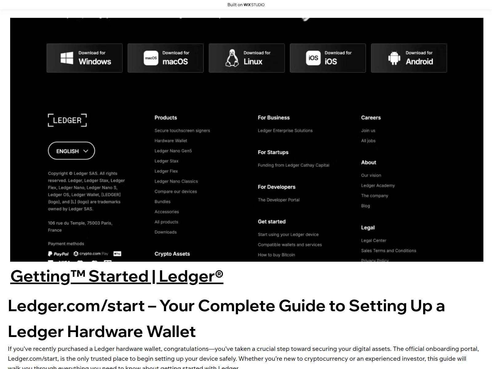 Screenshot of ledgrrcomstart.wixstudio.com