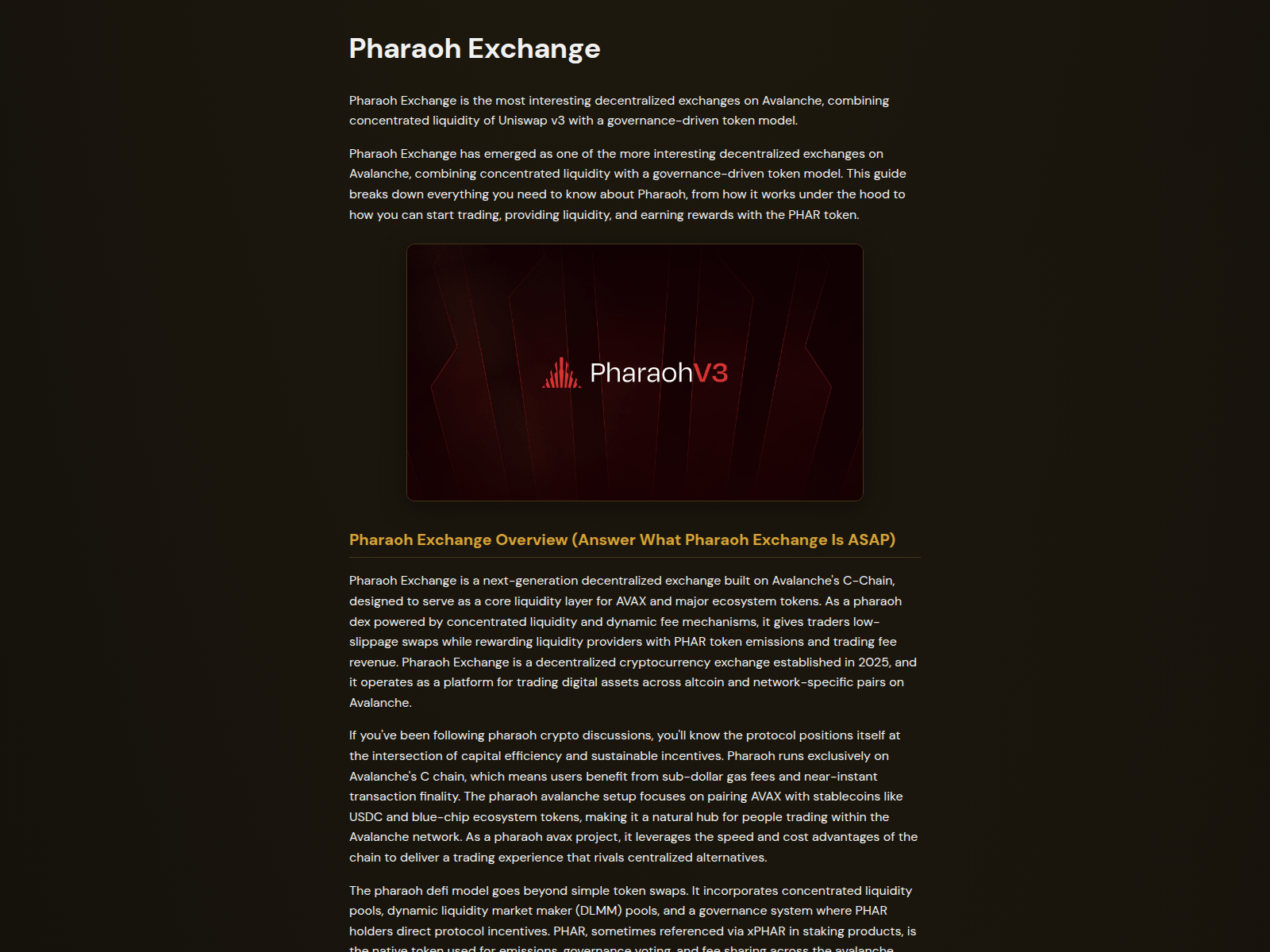 Screenshot of pharoah.exchange