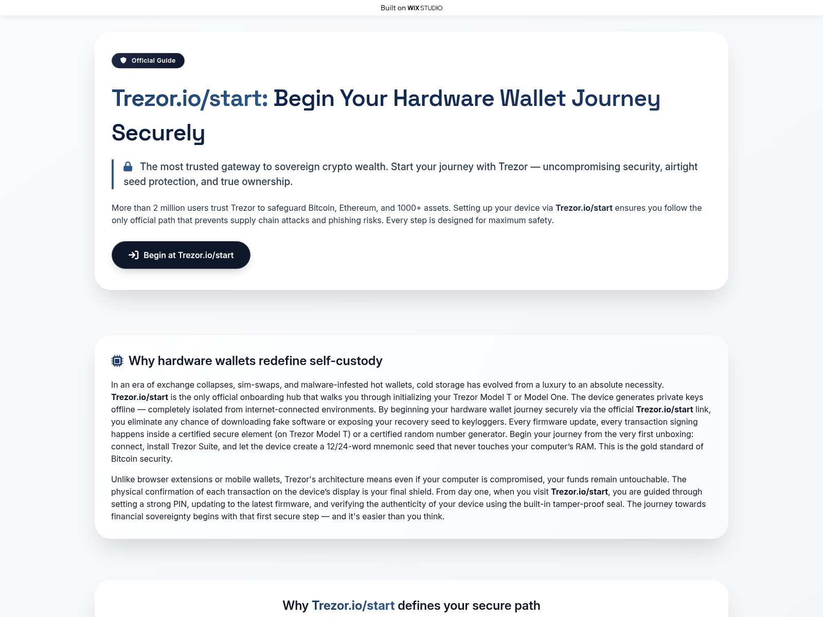 Screenshot of iostart-trezio.wixstudio.com