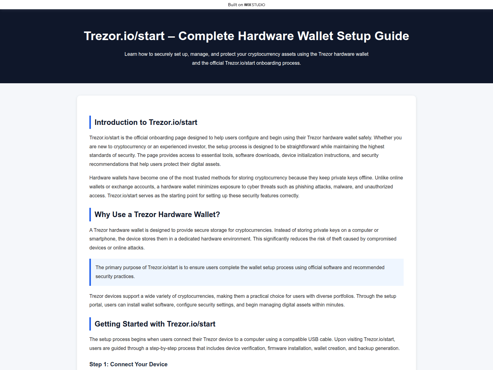 Screenshot of iostarts-trezrlive.wixstudio.com
