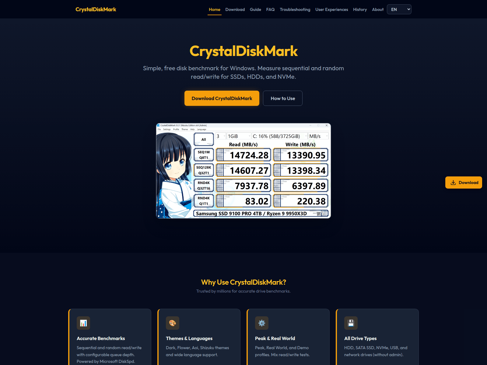 Screenshot of crystaldiskmark.io