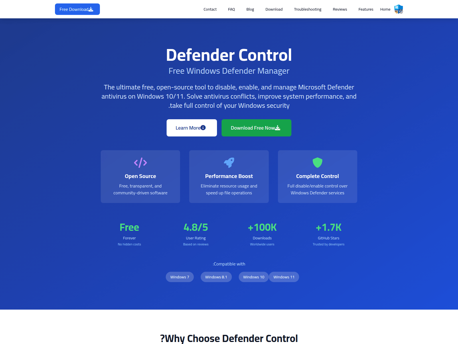 Screenshot of defendercontrol.pro