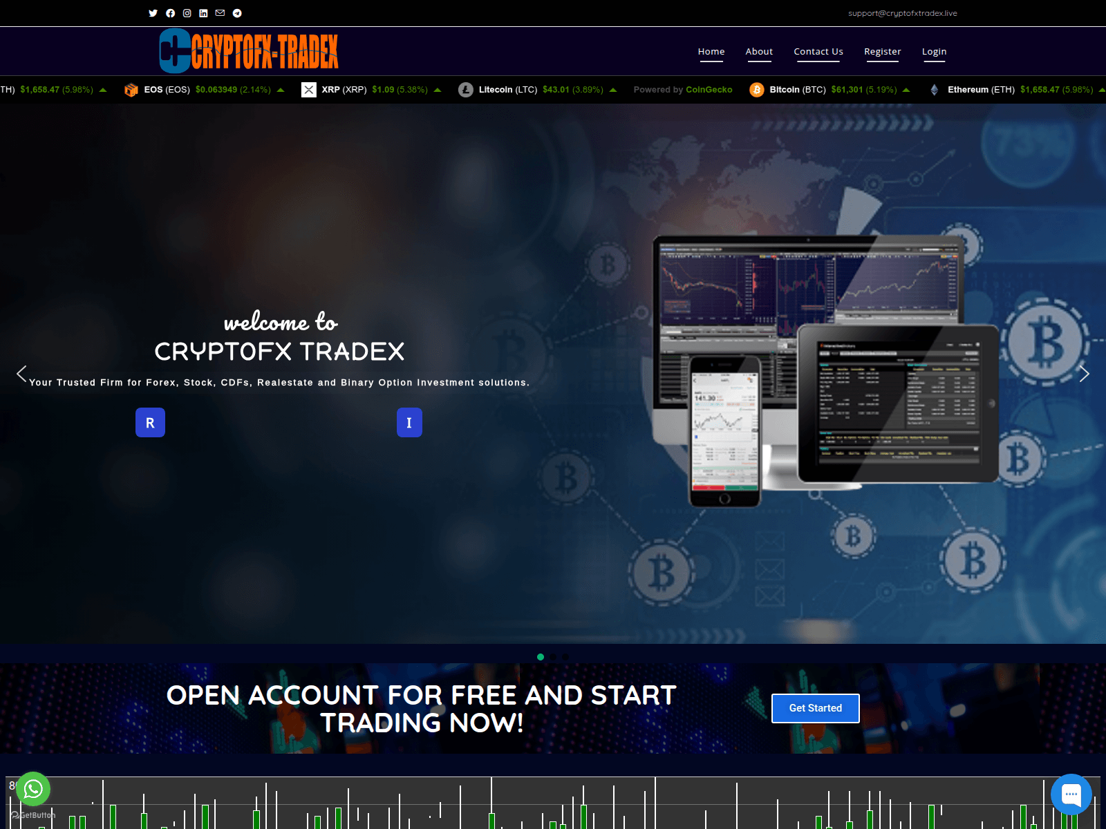 Screenshot of cryptofxtradex.live