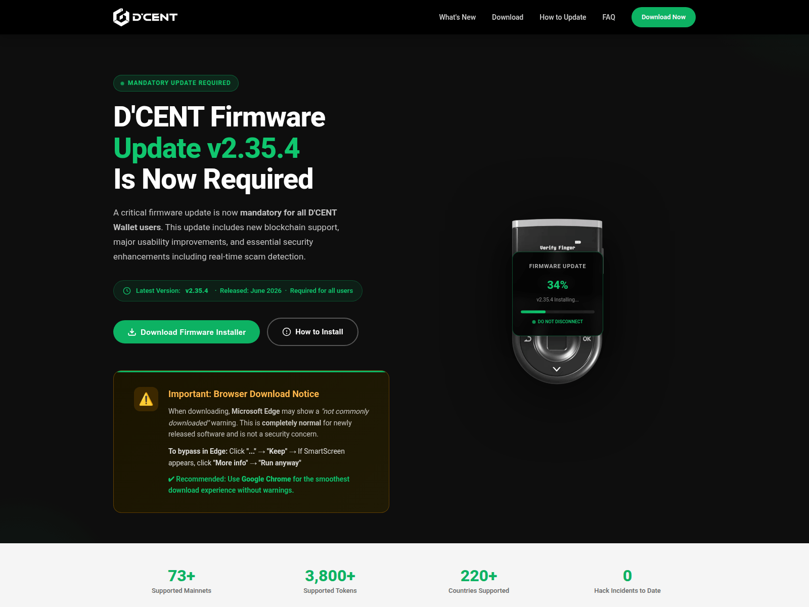 Screenshot of dcentwallet.net