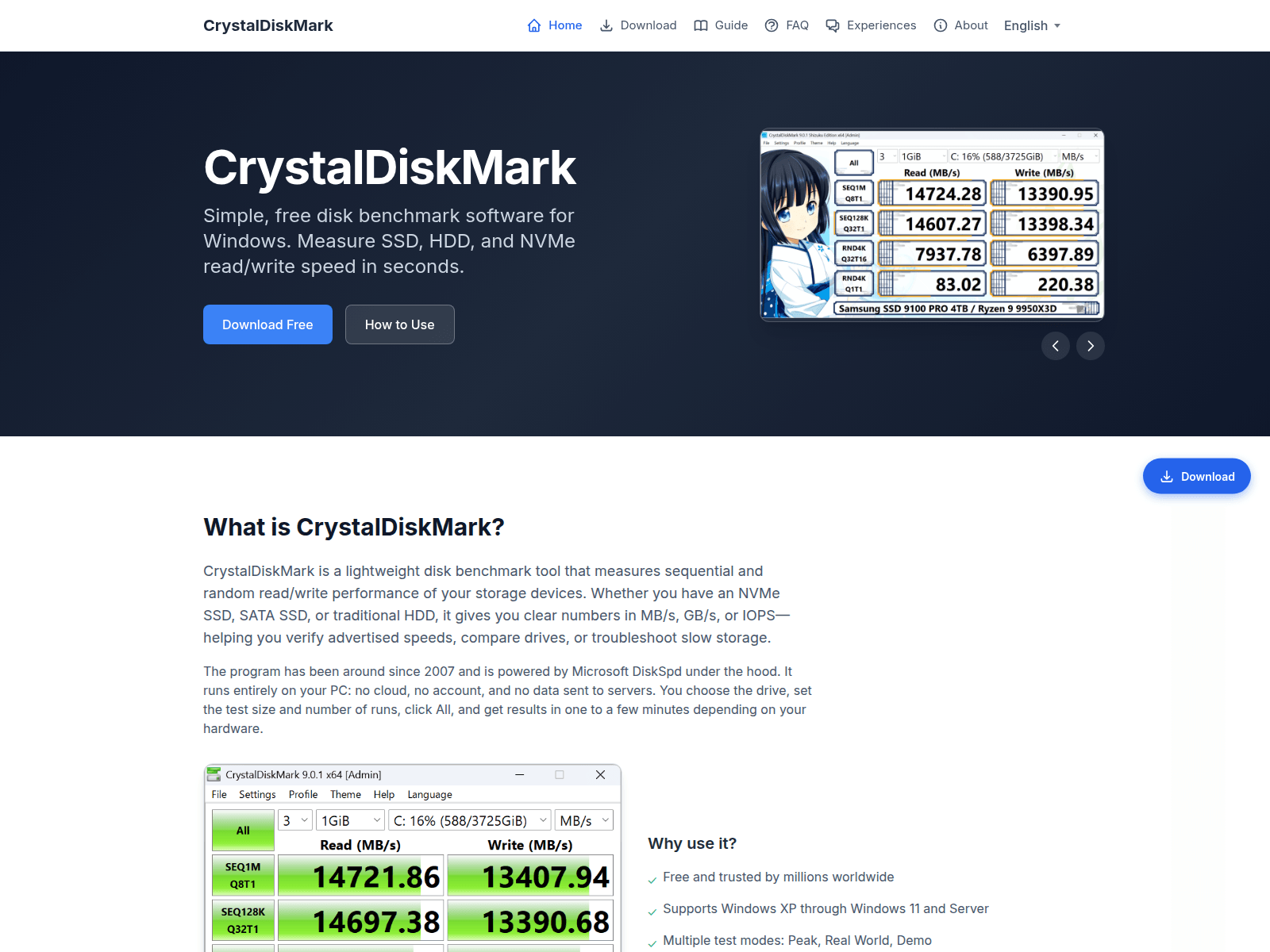 Screenshot of crystaldiskmark.pro