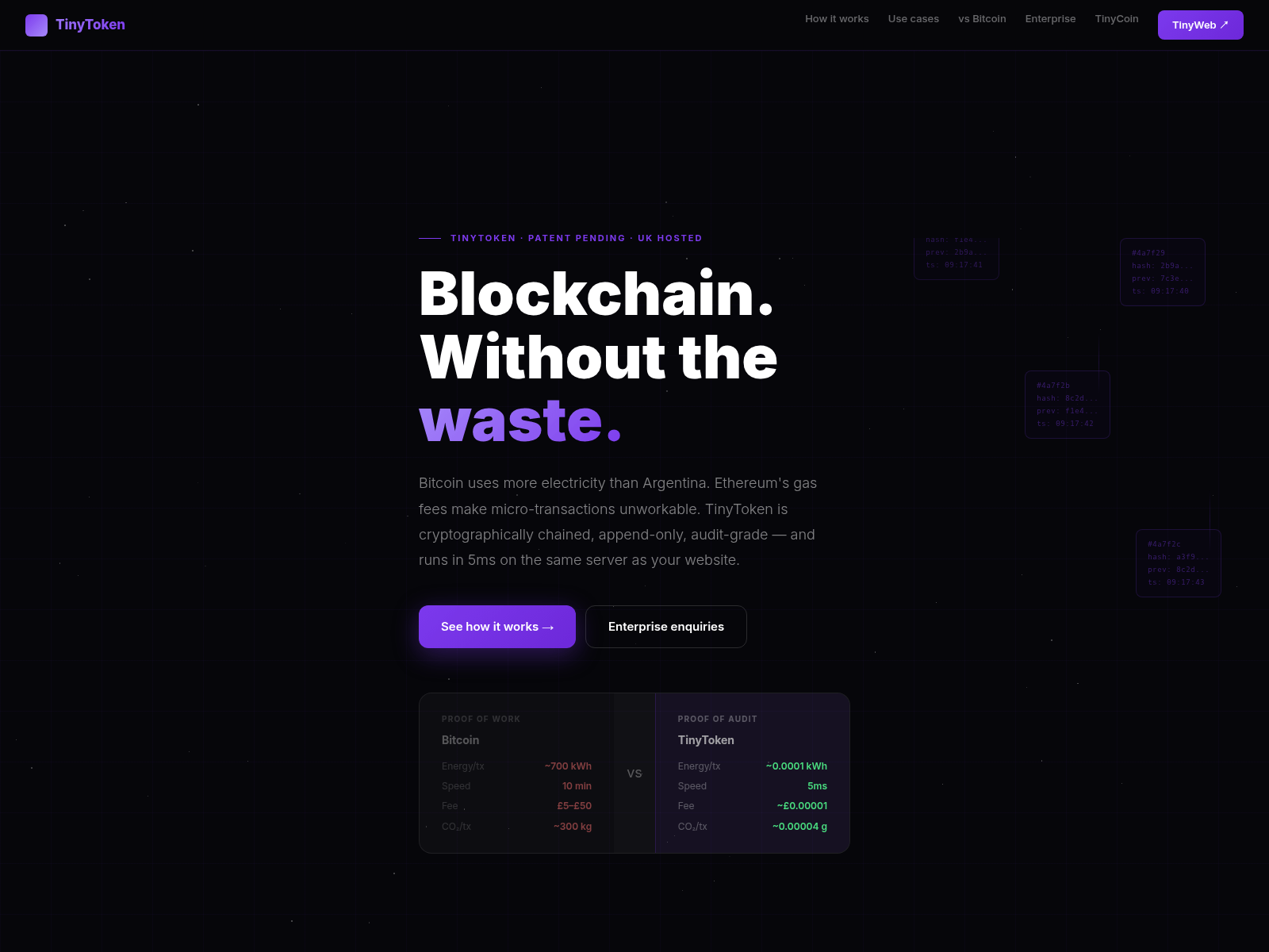 Screenshot of tiny-token.uk