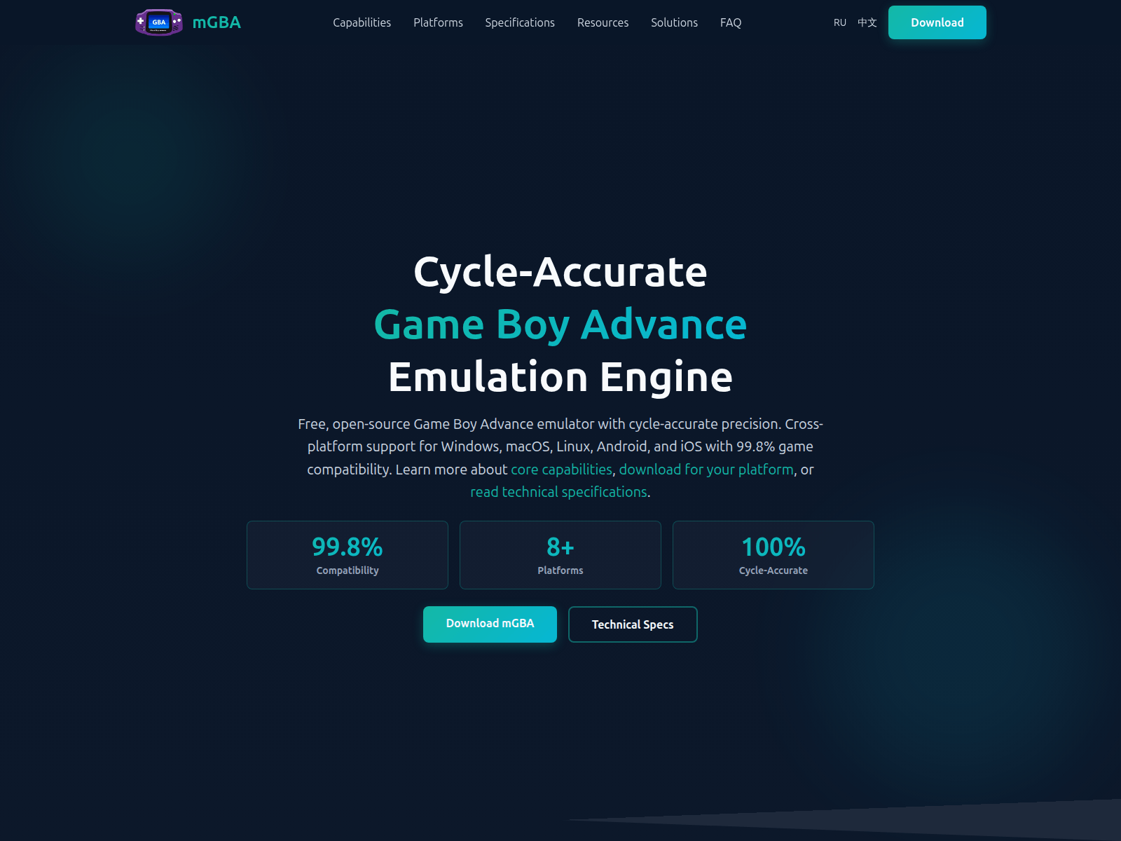Screenshot of mgba.net