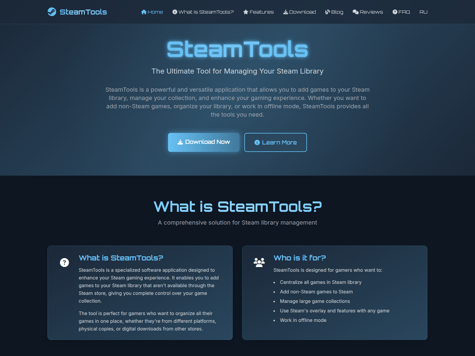 Screenshot of steamtools.cc