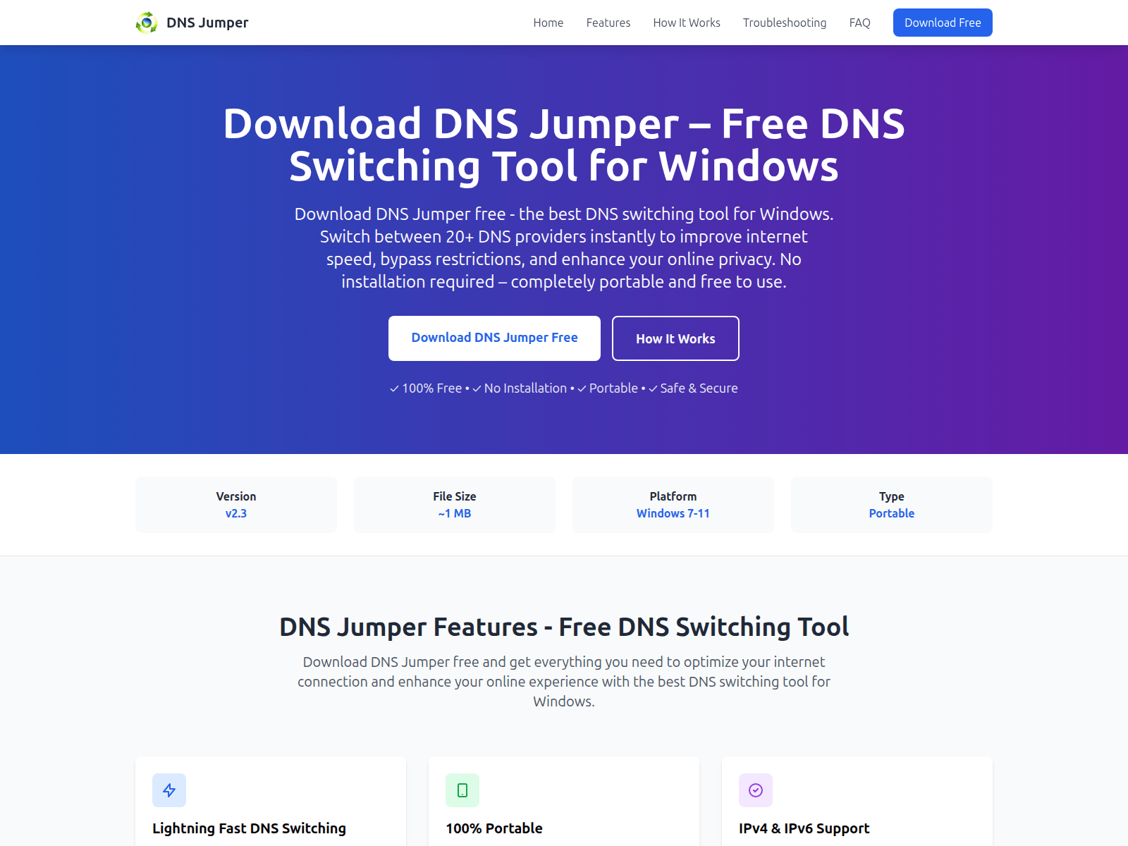 Screenshot of dnsjumper.pro