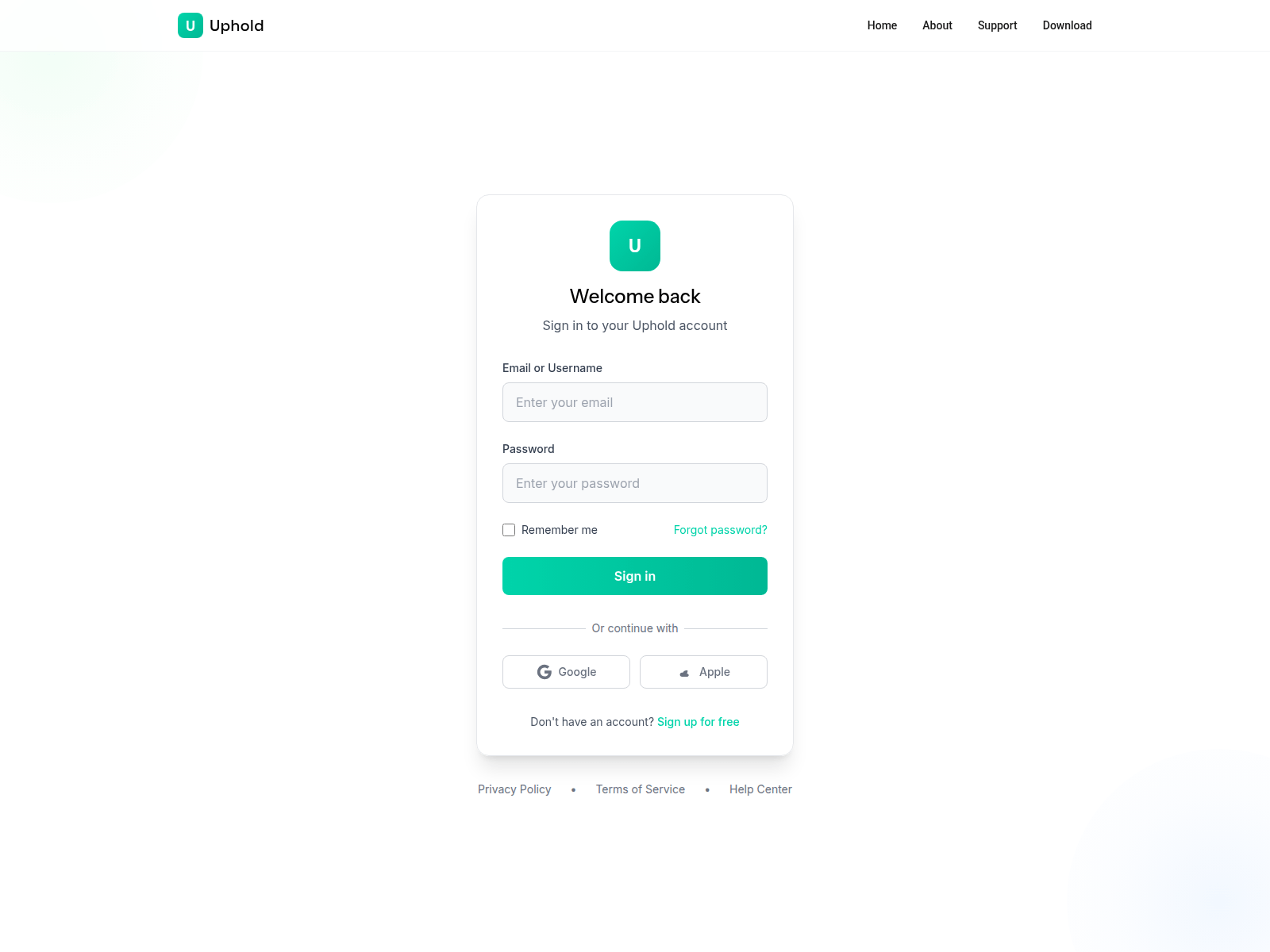 Screenshot of domain-uphold-web.created.app