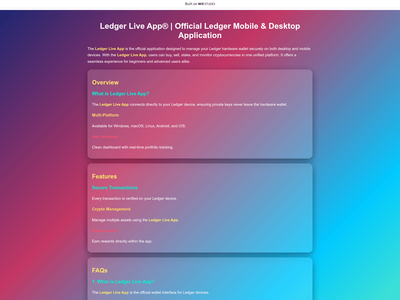 Screenshot of walet-ldger-global.wixstudio.com