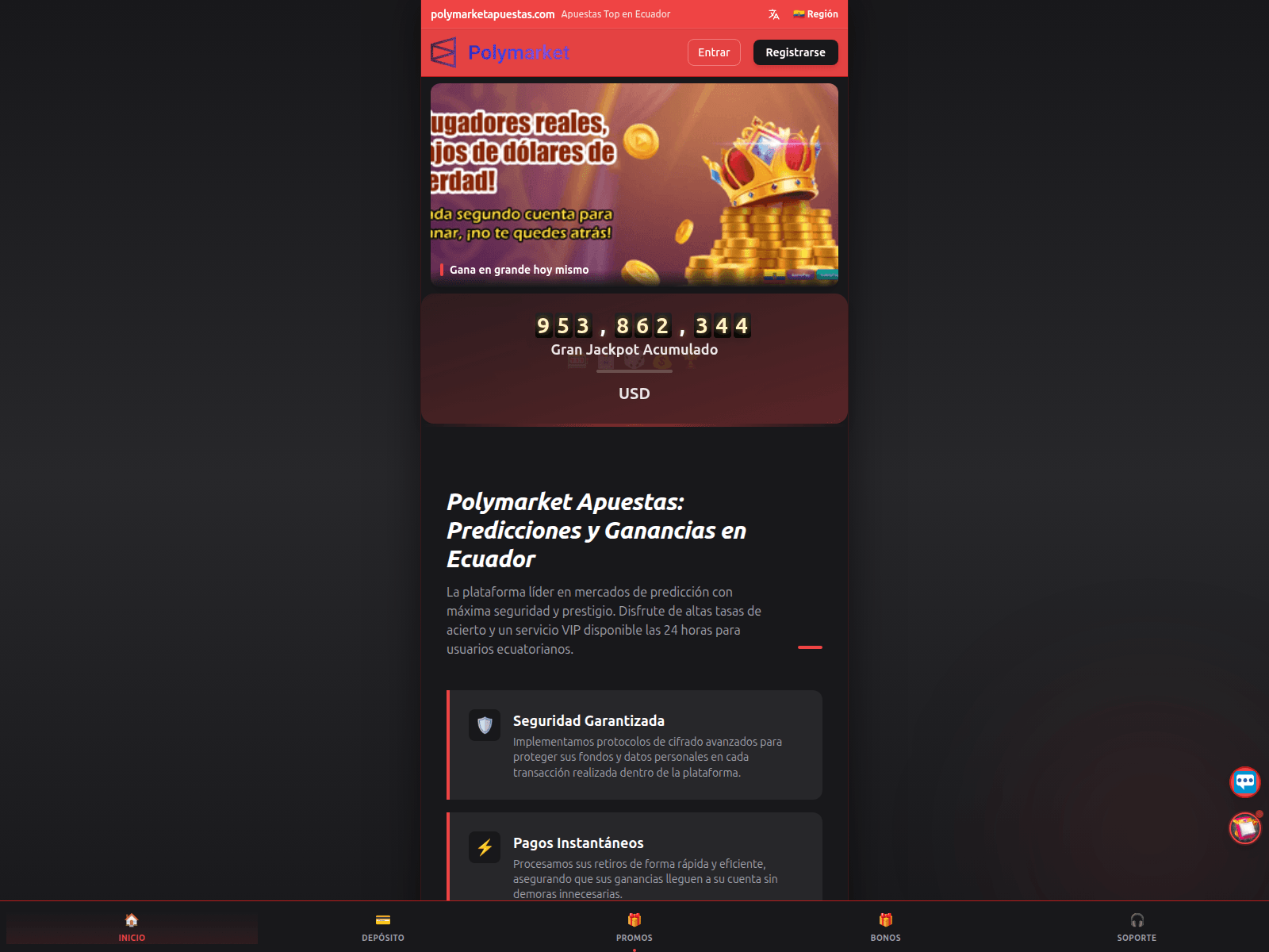 Screenshot of polymarketapuestas.com