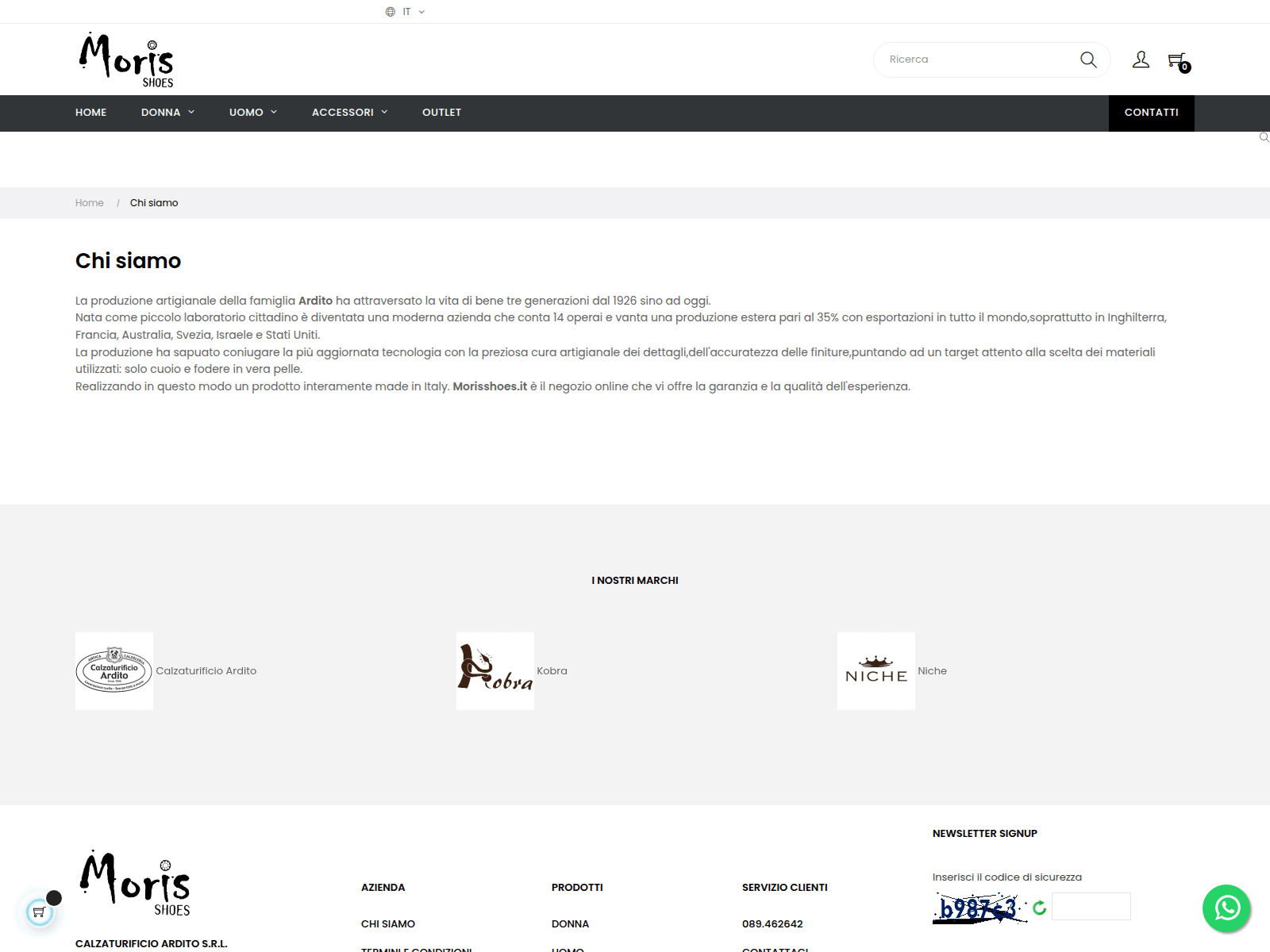 Screenshot of morisshoes.it