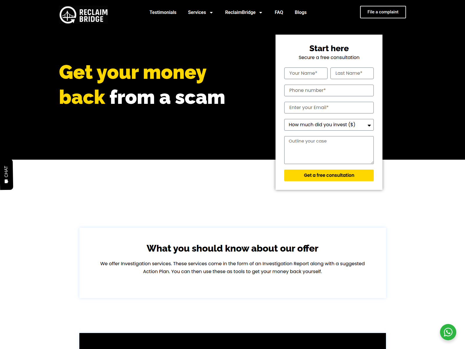 Screenshot of reclaimbridge.com