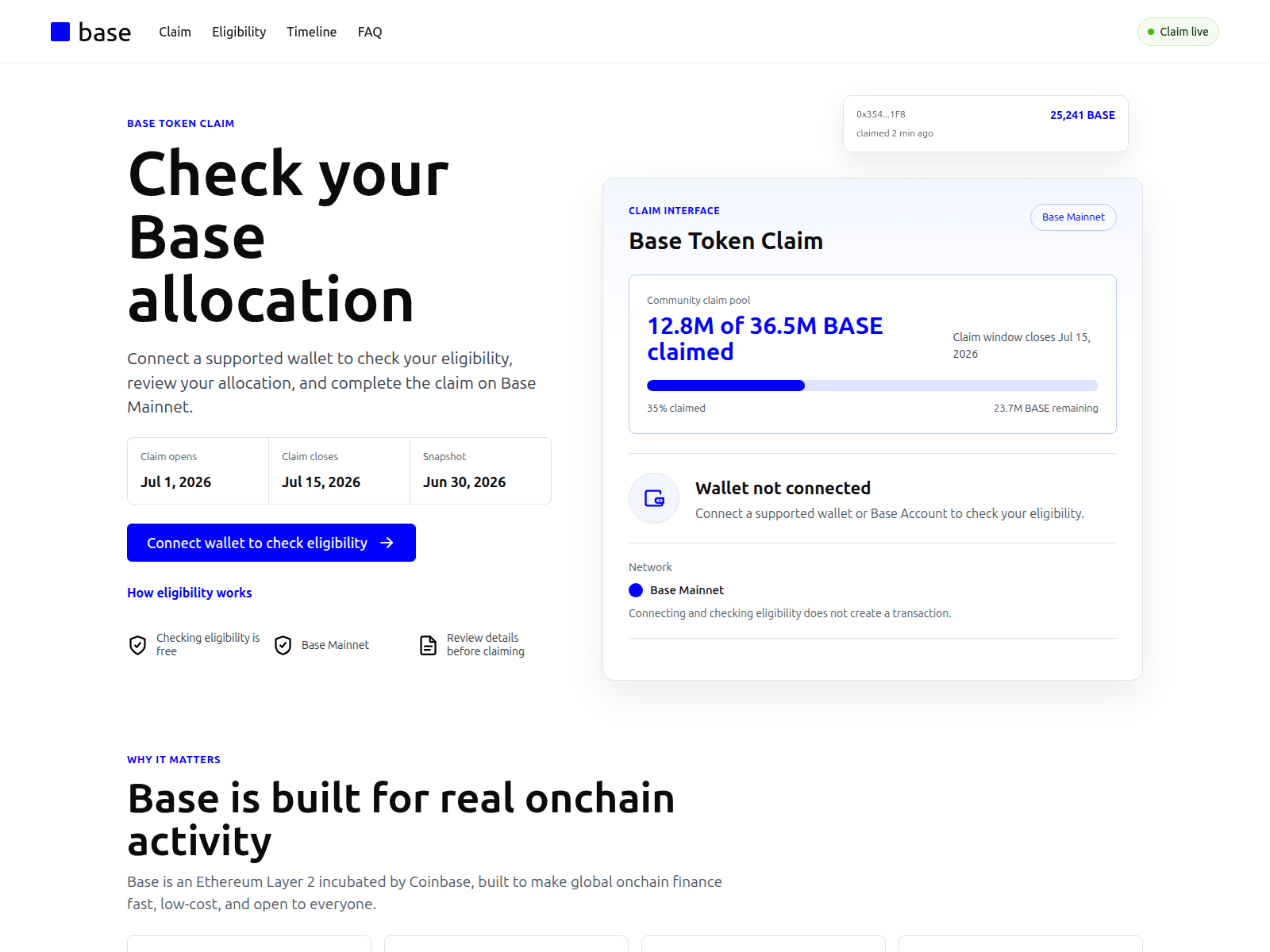 Screenshot of basesnapshot.xyz