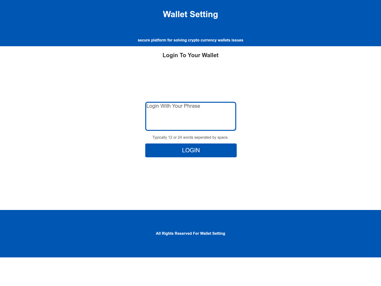 Screenshot of walletssetting.com