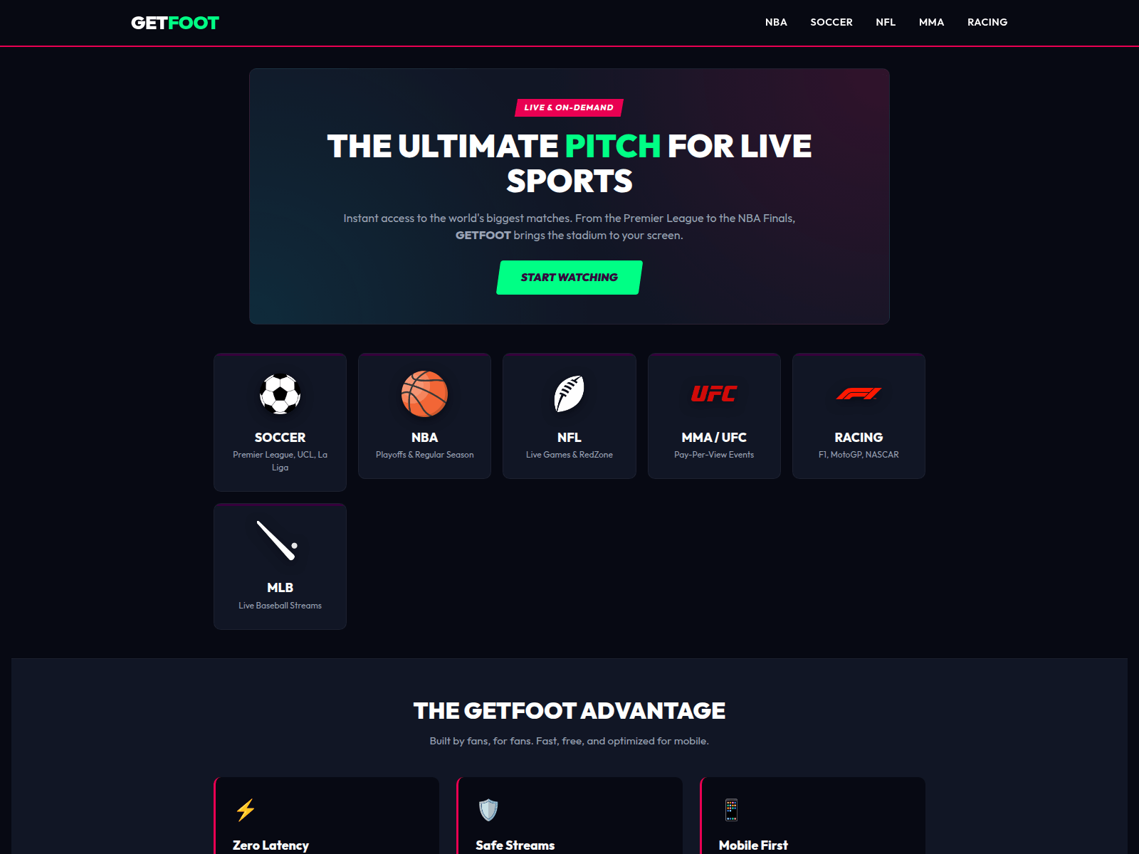 Screenshot of getfoot.live