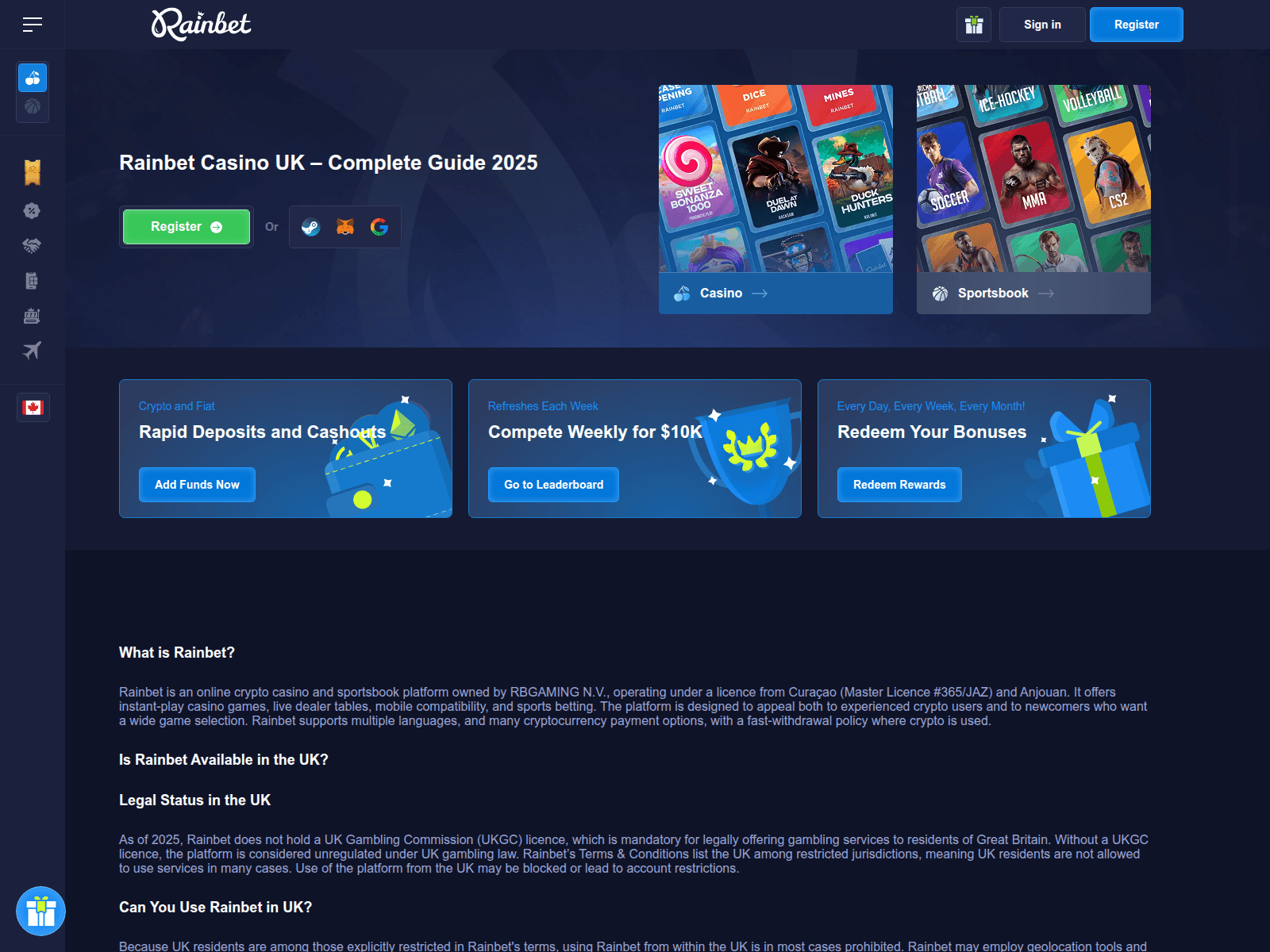 Screenshot of rainbet-casino.uk