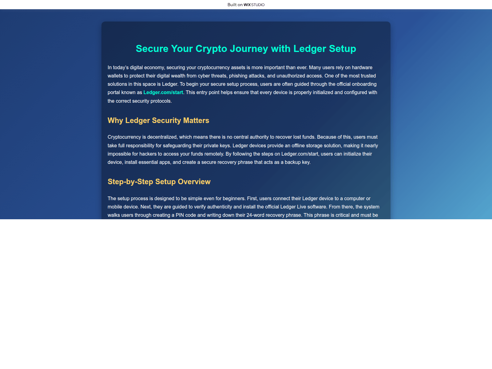 Screenshot of startio-ledzertart.wixstudio.com