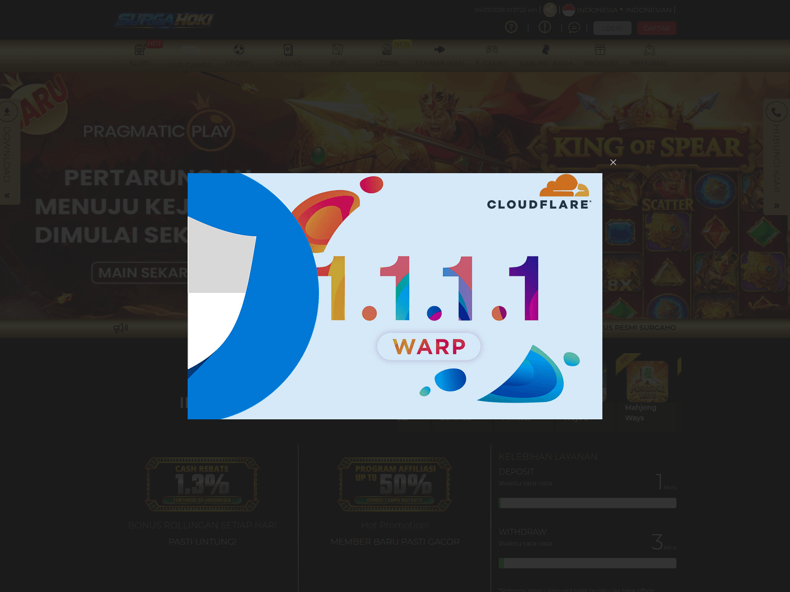 Screenshot of hoki.daftar.co.com