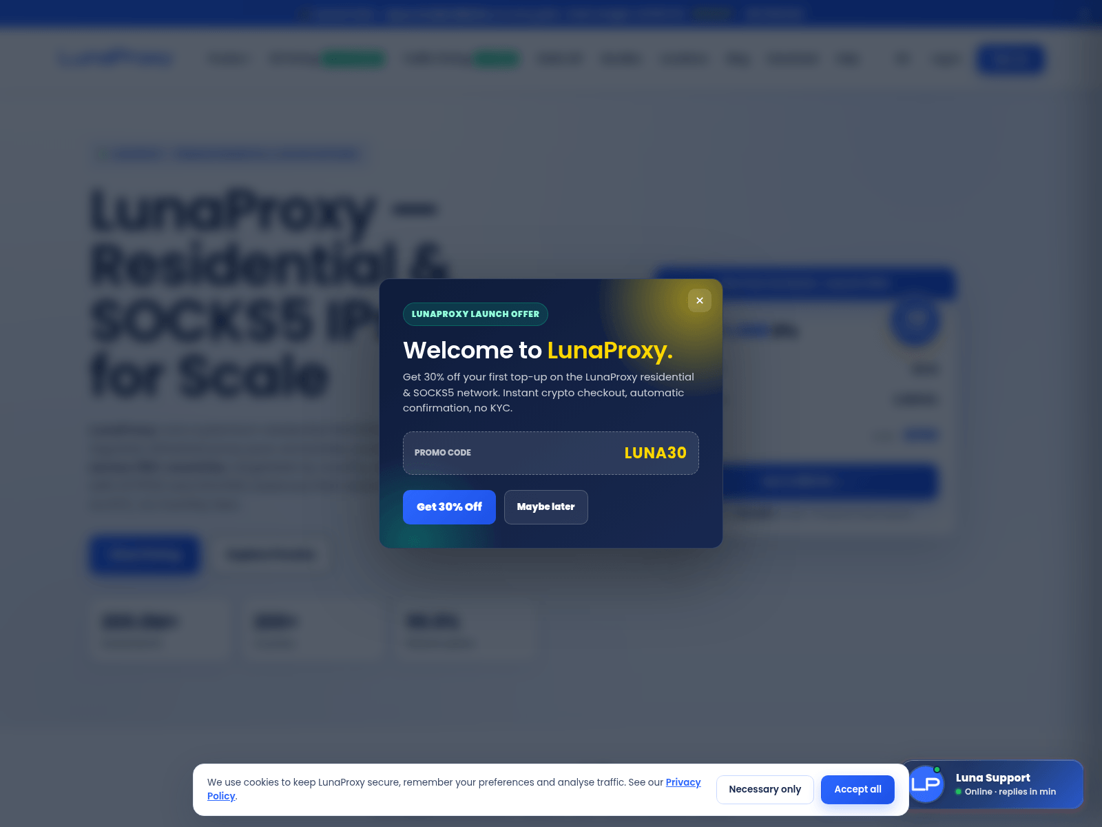 Screenshot of luna-proxy.com