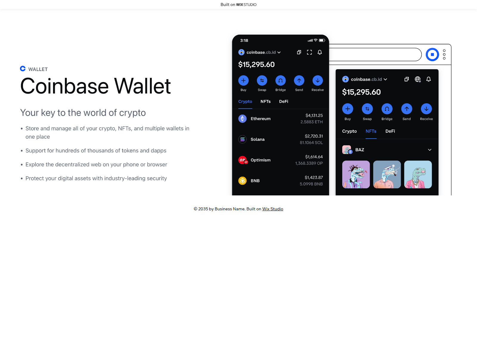 Screenshot of coin-baseapps.wixstudio.com