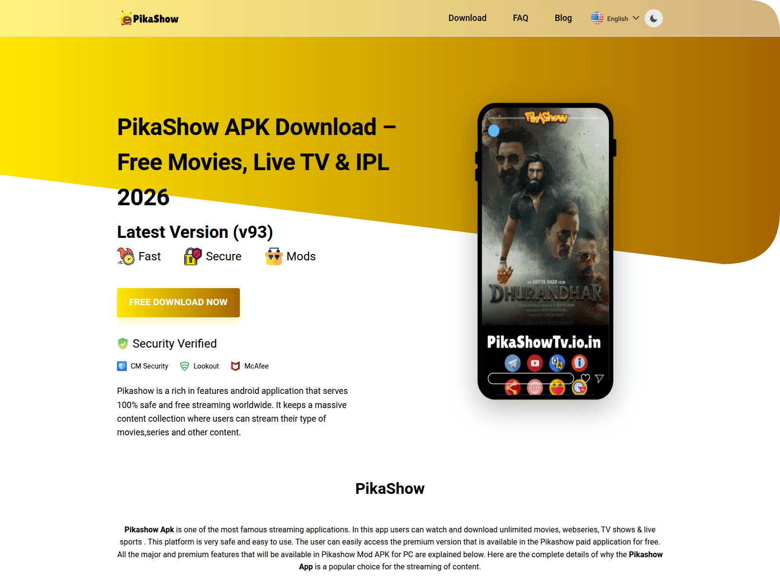 Screenshot of pikashowtv.io.in
