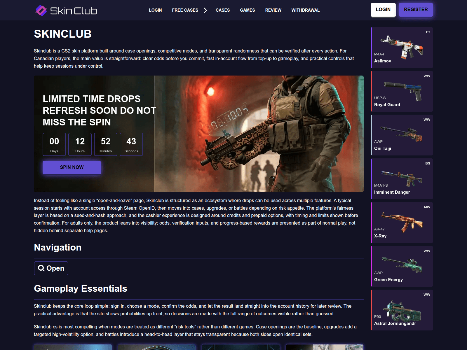 Screenshot of skinclub.ca