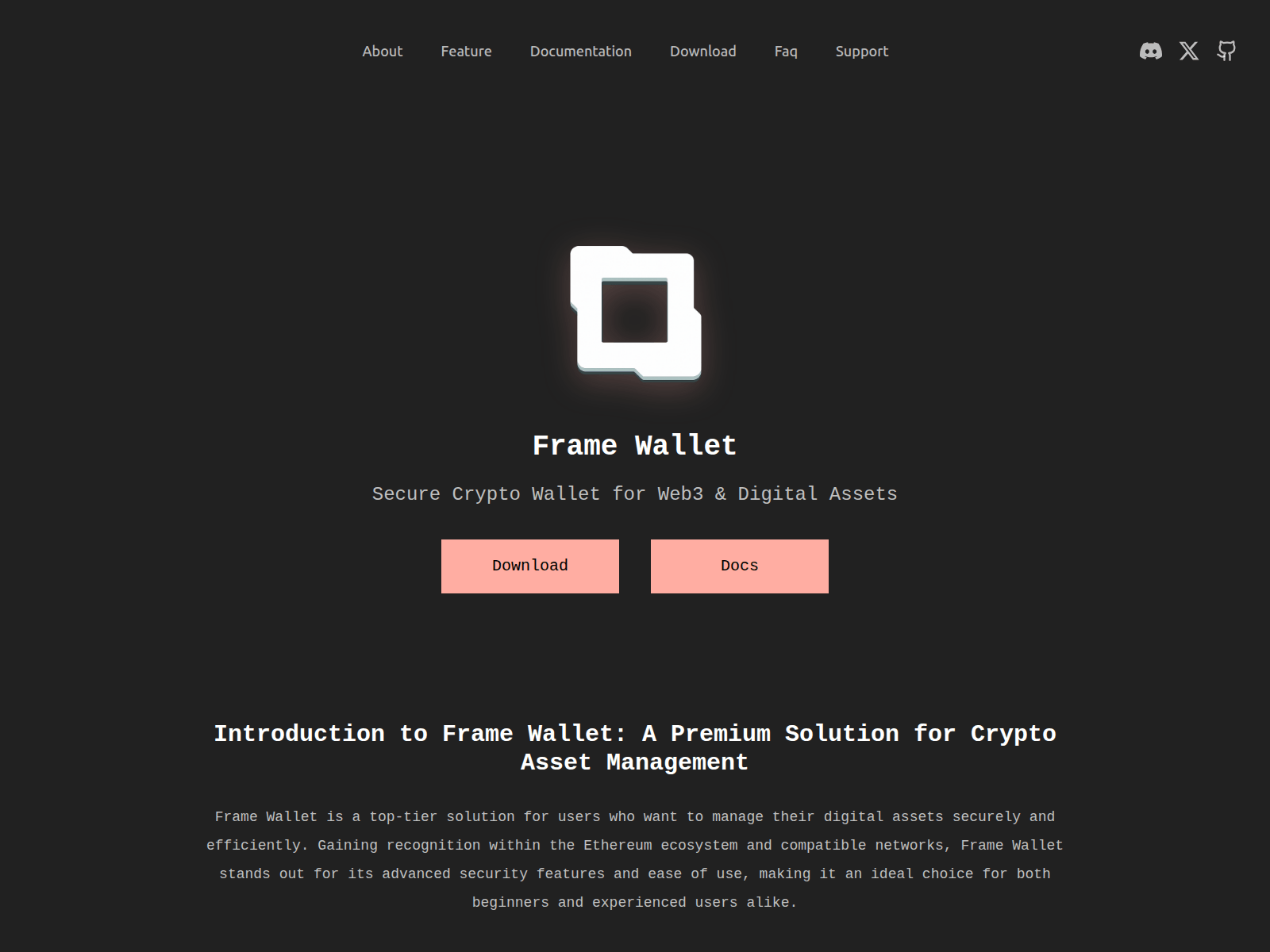 Screenshot of framewallet.io