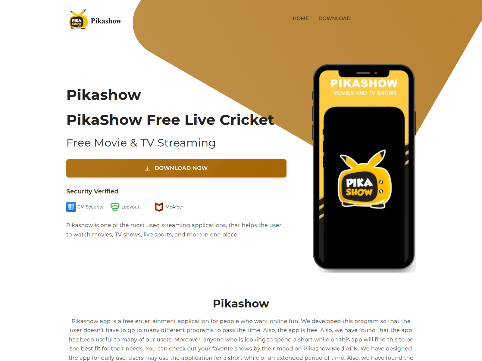 Screenshot of pikashow-tv.in