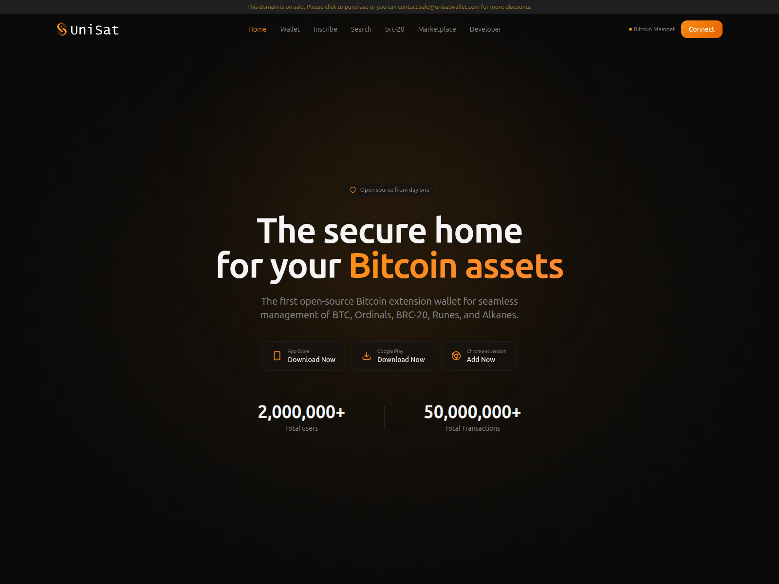 Screenshot of unisatwallet.com