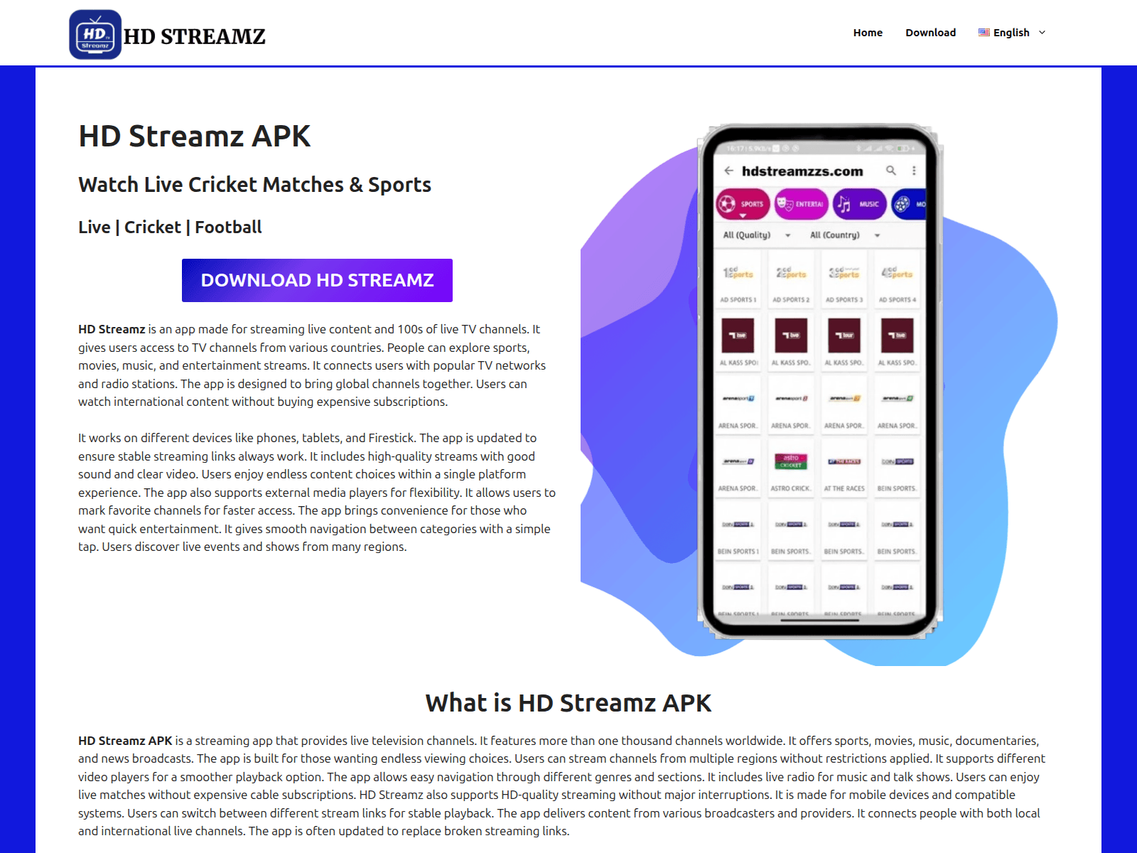Screenshot of hdstreamzzs.com
