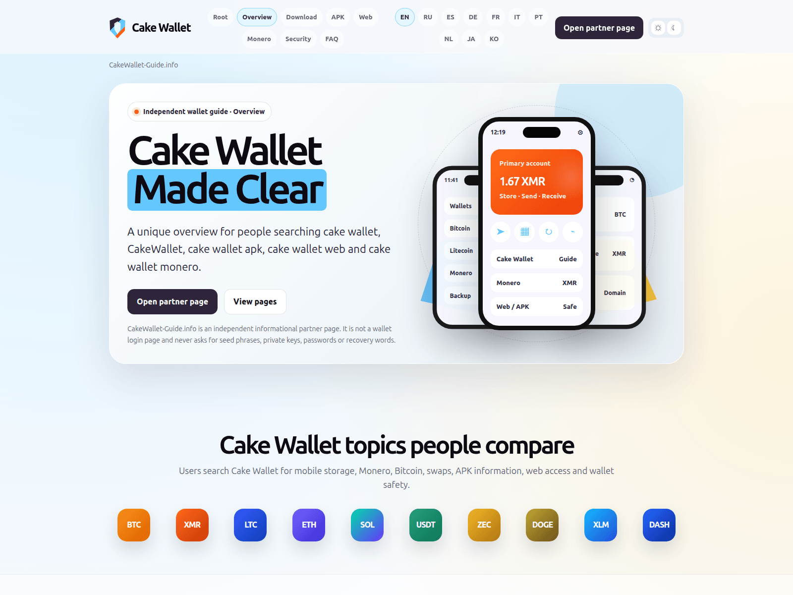 Screenshot of cakewallet-guide.info
