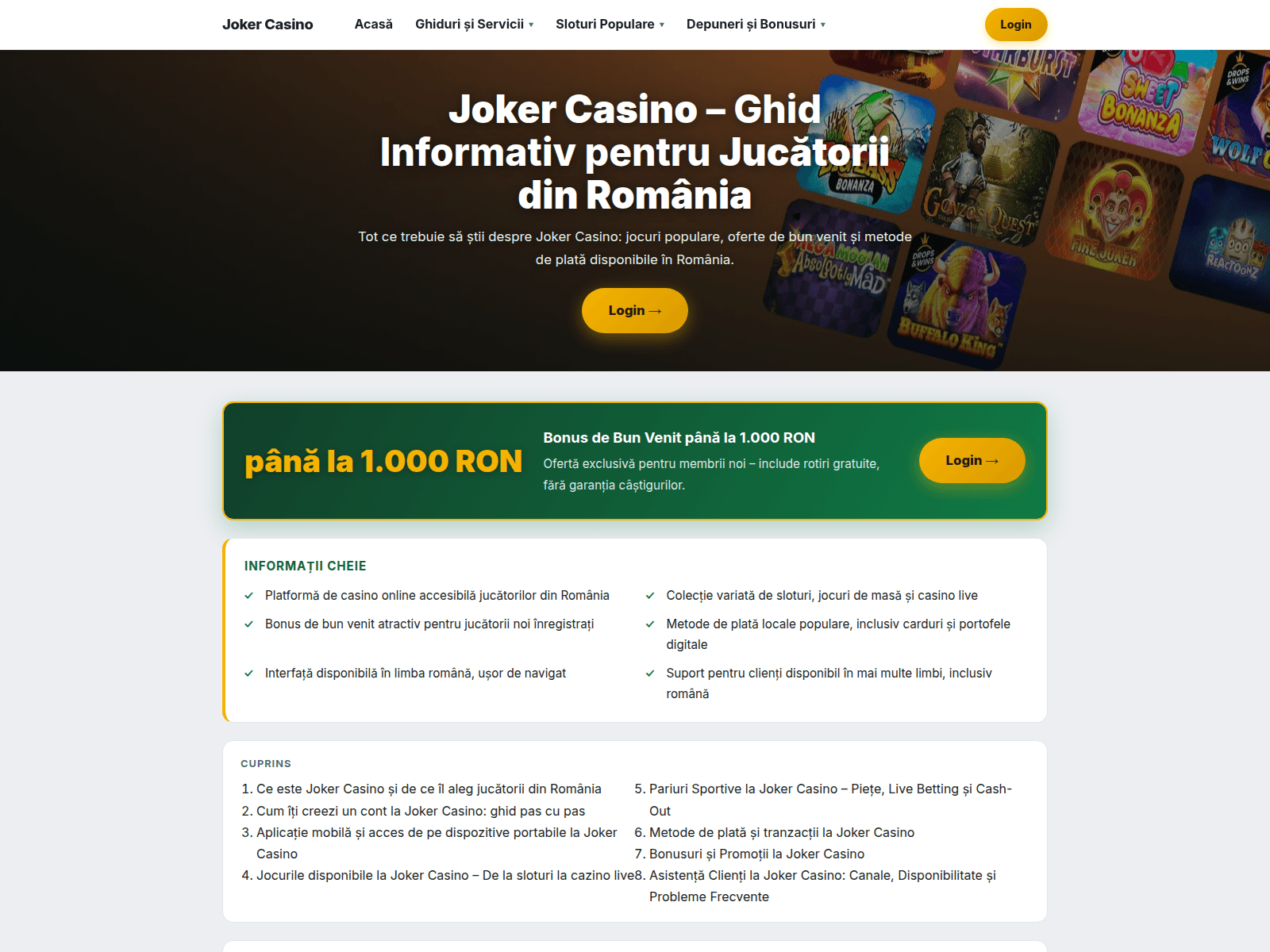 Screenshot of jokercasino-romania.com