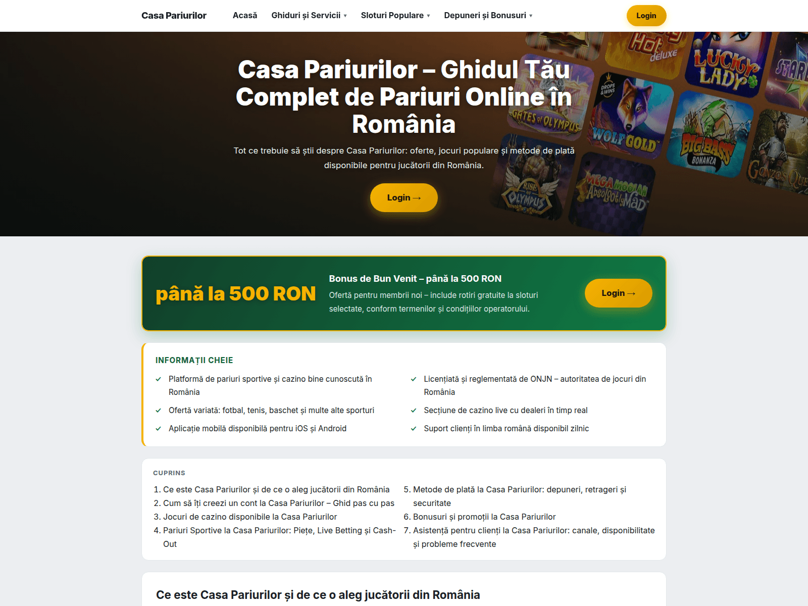 Screenshot of casa-pariurilors.com