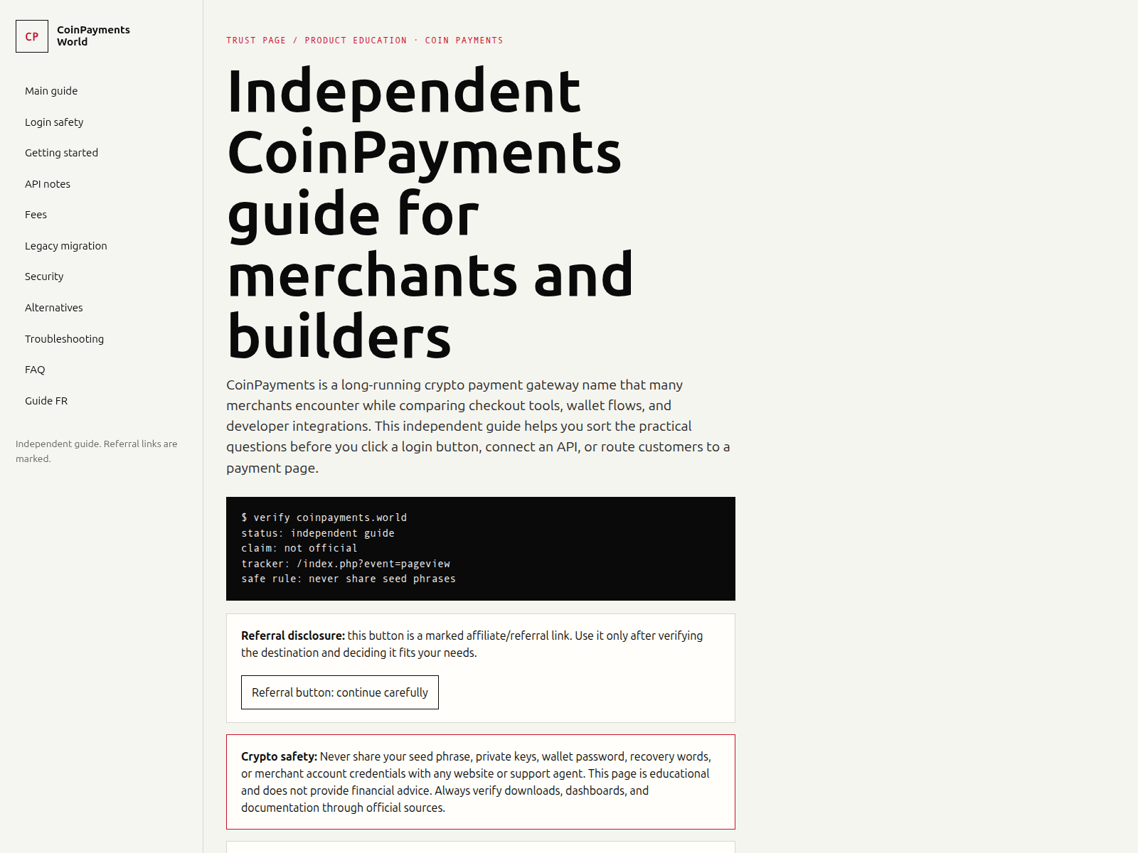 Screenshot of coinpayments.world
